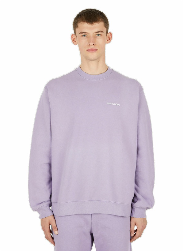 Photo: Logo Embroidery Sweatshirt in Purple