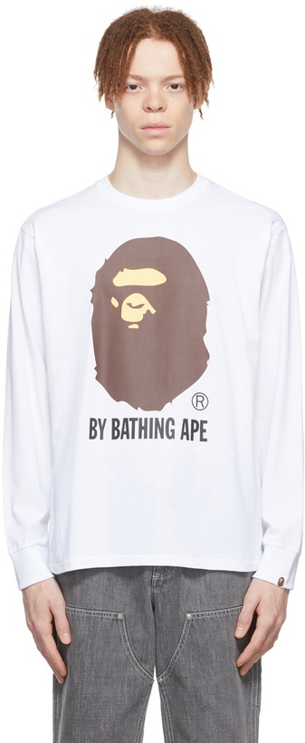 Photo: BAPE White Cotton Long Sleeve T-Shirt