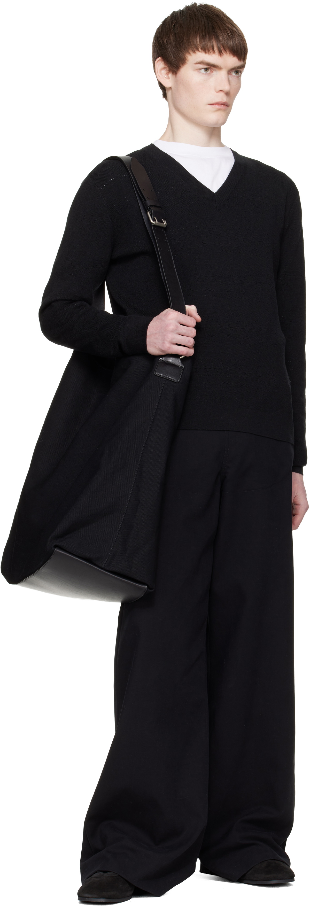 Dries Van Noten Black Pointelle Sweater