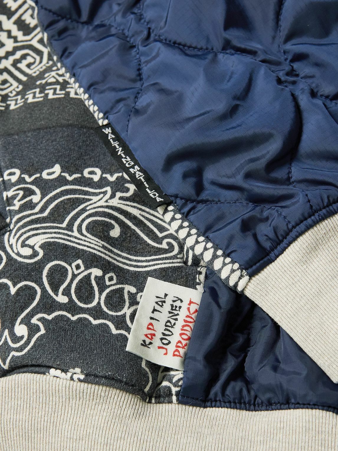 KAPITAL - Shell-Trimmed Printed Cotton-Jersey Zip-Up Hoodie