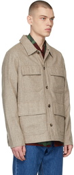 Wood Wood Taupe Clive Wool Shirt