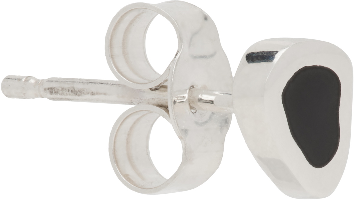 Ellie Mercer Silver & Black Medium Resin Stud Single Earring