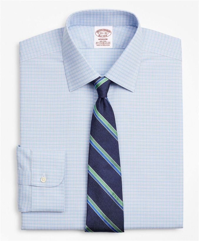 Photo: Brooks Brothers Men's Stretch Madison Relaxed-Fit Dress Shirt, Non-Iron Royal Oxford Ainsley Collar Check | Blue