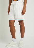 Casablanca Dance Joy Printed Silk Shorts White