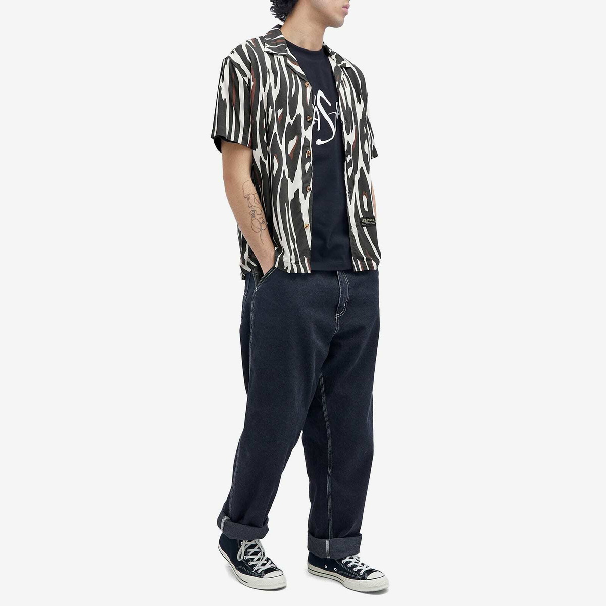 Deva States Men's Pantera Short Sleeve Vacation Shirt in Off White Multi