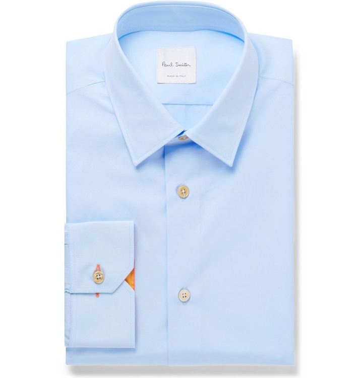 Photo: Paul Smith - Blue Soho Slim-Fit Cotton-Poplin Shirt - Men - Light blue