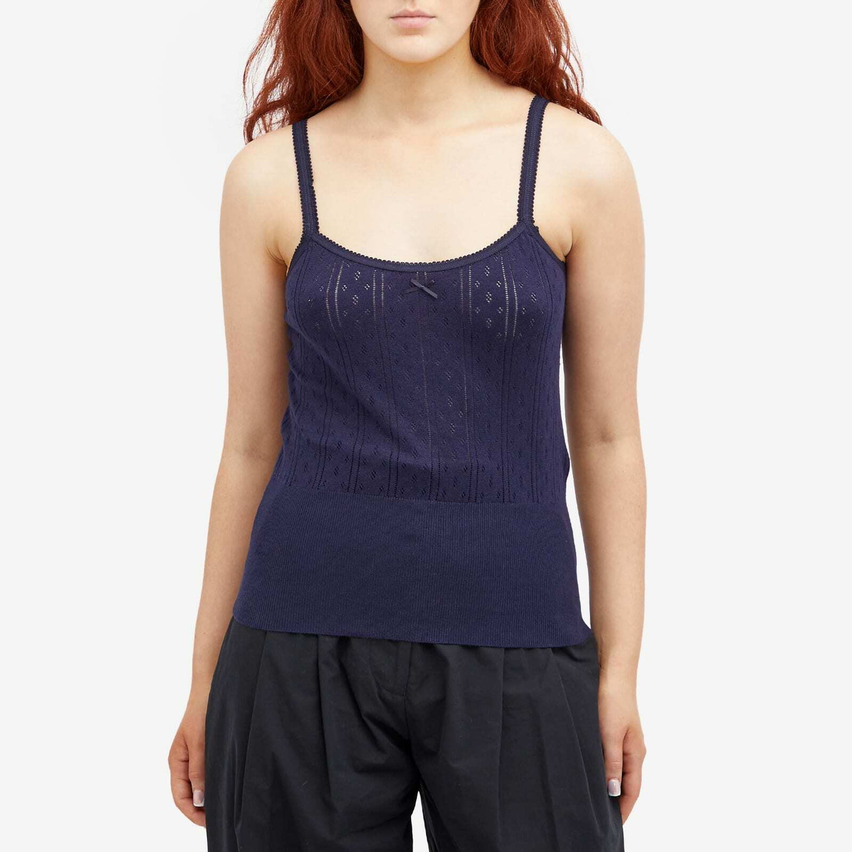 JW Anderson Women's Pointelle Straight Neck Vest in Navy