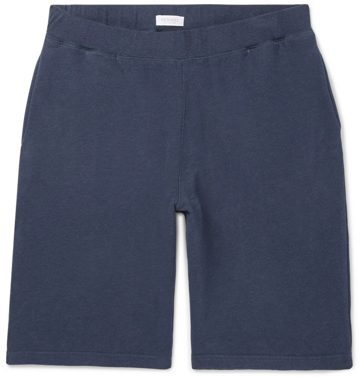 Photo: Sunspel - Brushed Loopback Cotton-Jersey Shorts - Men - Navy