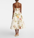 Oscar de la Renta Belted floral faille cocktail dress