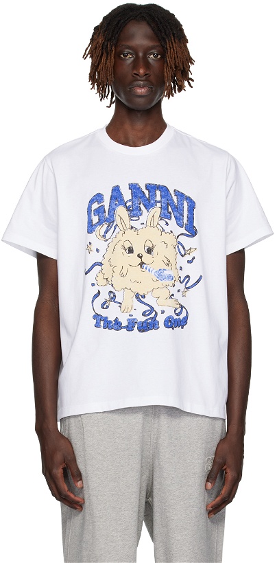Photo: GANNI White Fun Bunny T-Shirt