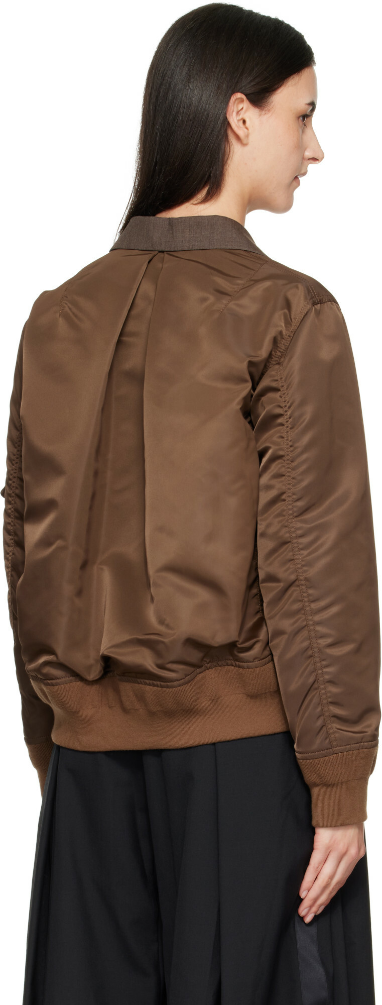 sacai Brown Suiting x Nylon Twill Blazer