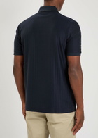 Boss Parley Striped-knit Cotton Polo Shirt Dark Blue