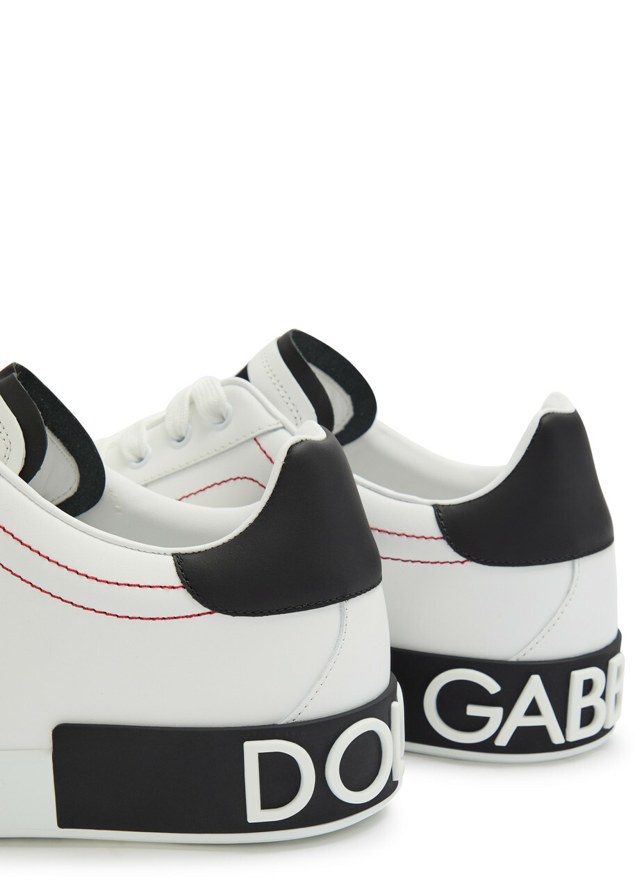 Dolce & Gabbana Portofino Panelled Leather Sneakers White And Black