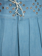 LUDOVIC DE SAINT SERNIN - Pleated Studded Denim Mini Skirt