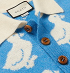Gucci - Wool and Alpaca-Blend Jacquard Polo Shirt - Blue