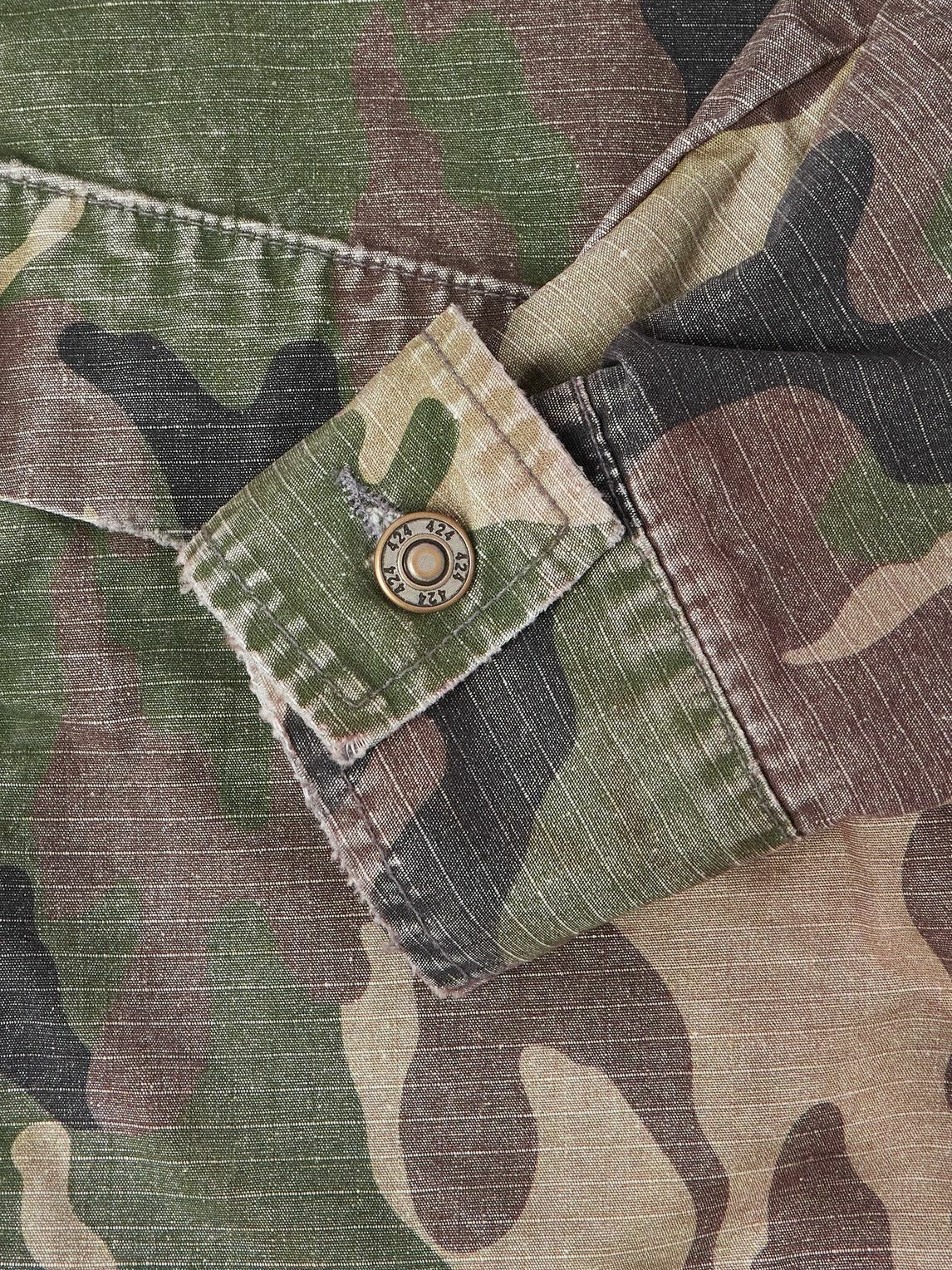 424 - Camouflage-Print Cotton-Ripstop Hooded Jacket - Green