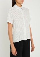 Eileen Fisher Striped Linen Shirt White And Black