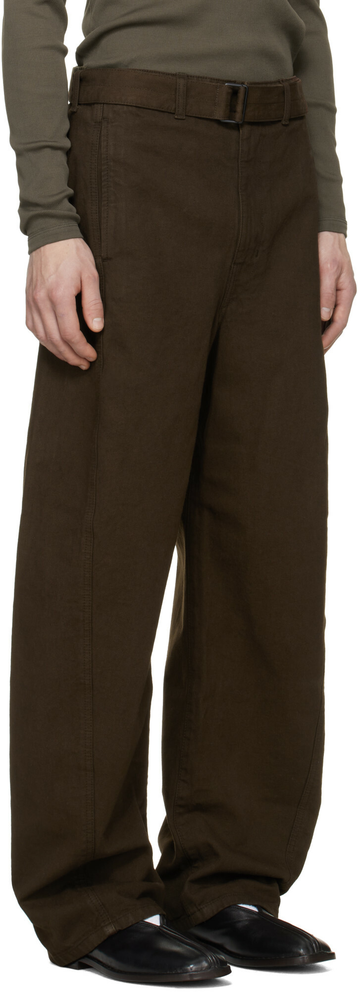 LEMAIRE Brown Twisted Belted Jeans