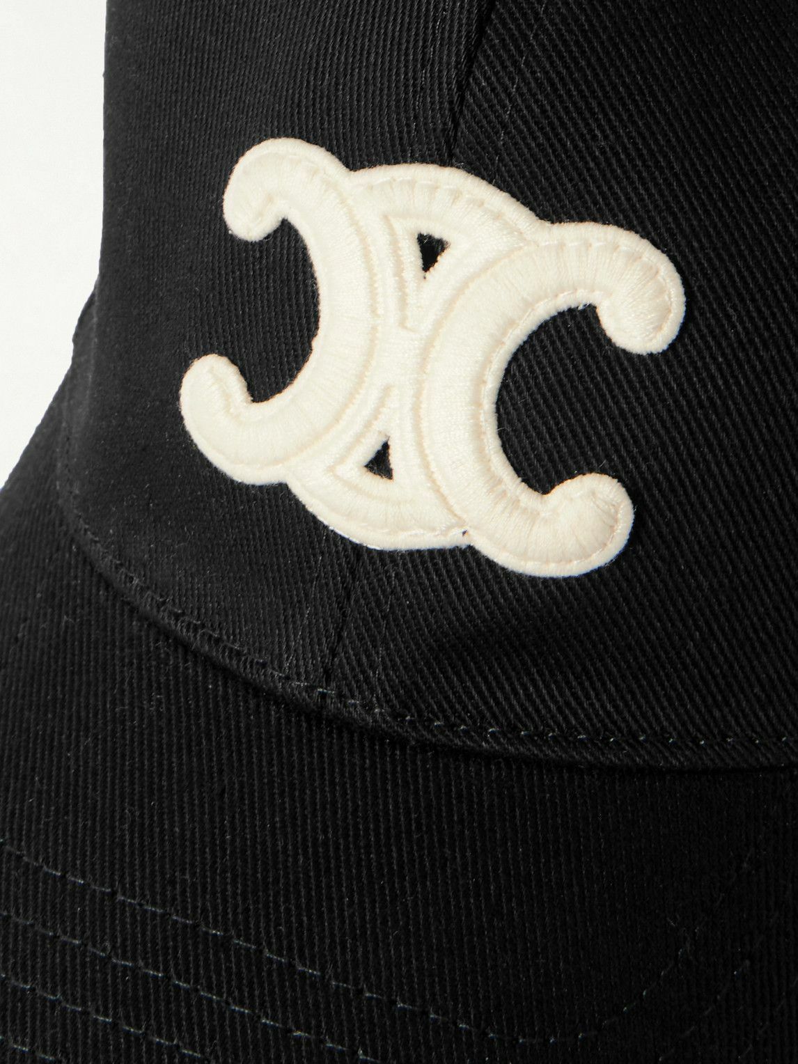 CELINE - Logo-Appliquéd Wool-Twill Baseball Cap - Black