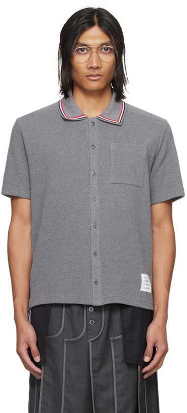 Photo: Thom Browne Gray Textured Polo