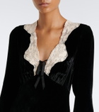 Rixo Carolina lace-trimmed velvet minidress