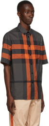 Burberry Orange & Grey Check Thames Short Sleeve Shirt