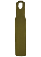 Khaite Mahi Halter-neck Stretch-knit Midi Dress Olive