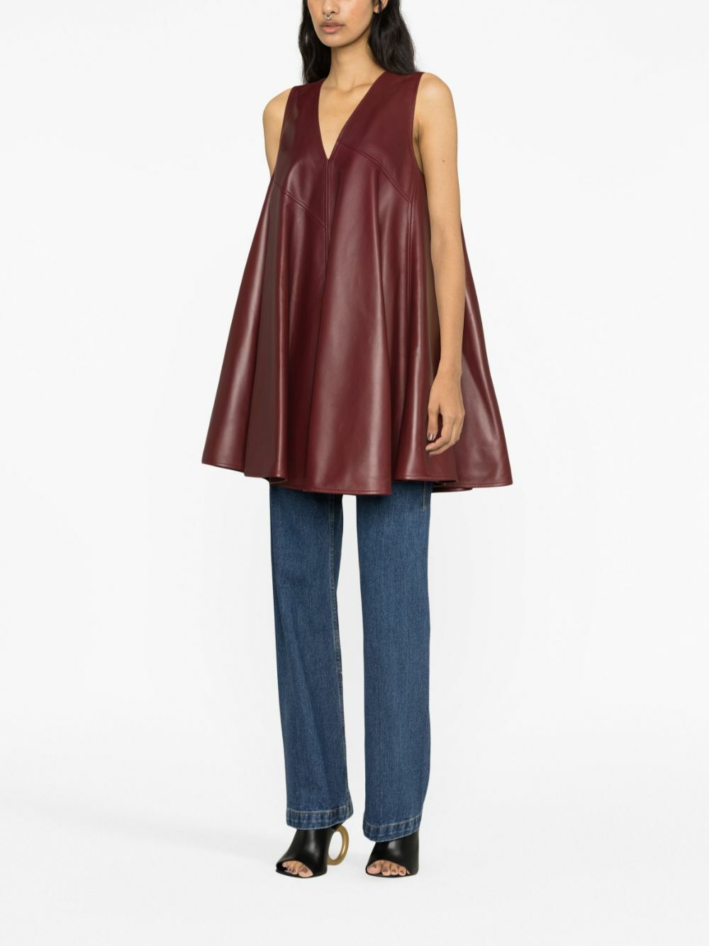 Bottega Veneta Red Panelled Leather Mini Dress Bottega Veneta