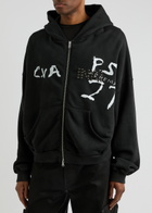 Rivington Roi Rebis Inri Embellished Hooded Cotton Sweatshirt Black