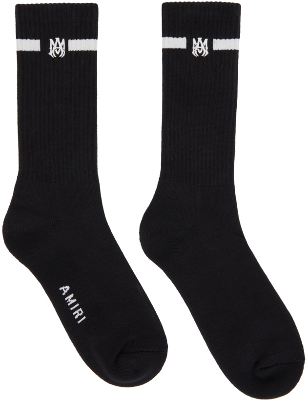 Photo: AMIRI Black & White Solid M.A. Socks