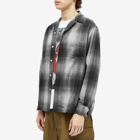 Wacko Maria Men's Ombre Check Open Collar Shirt in Grey