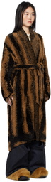 The Attico Brown Belted Faux-Fur Coat