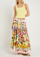 Farm Rio Garden Terrace Cotton-poplin Maxi Skirt Pink
