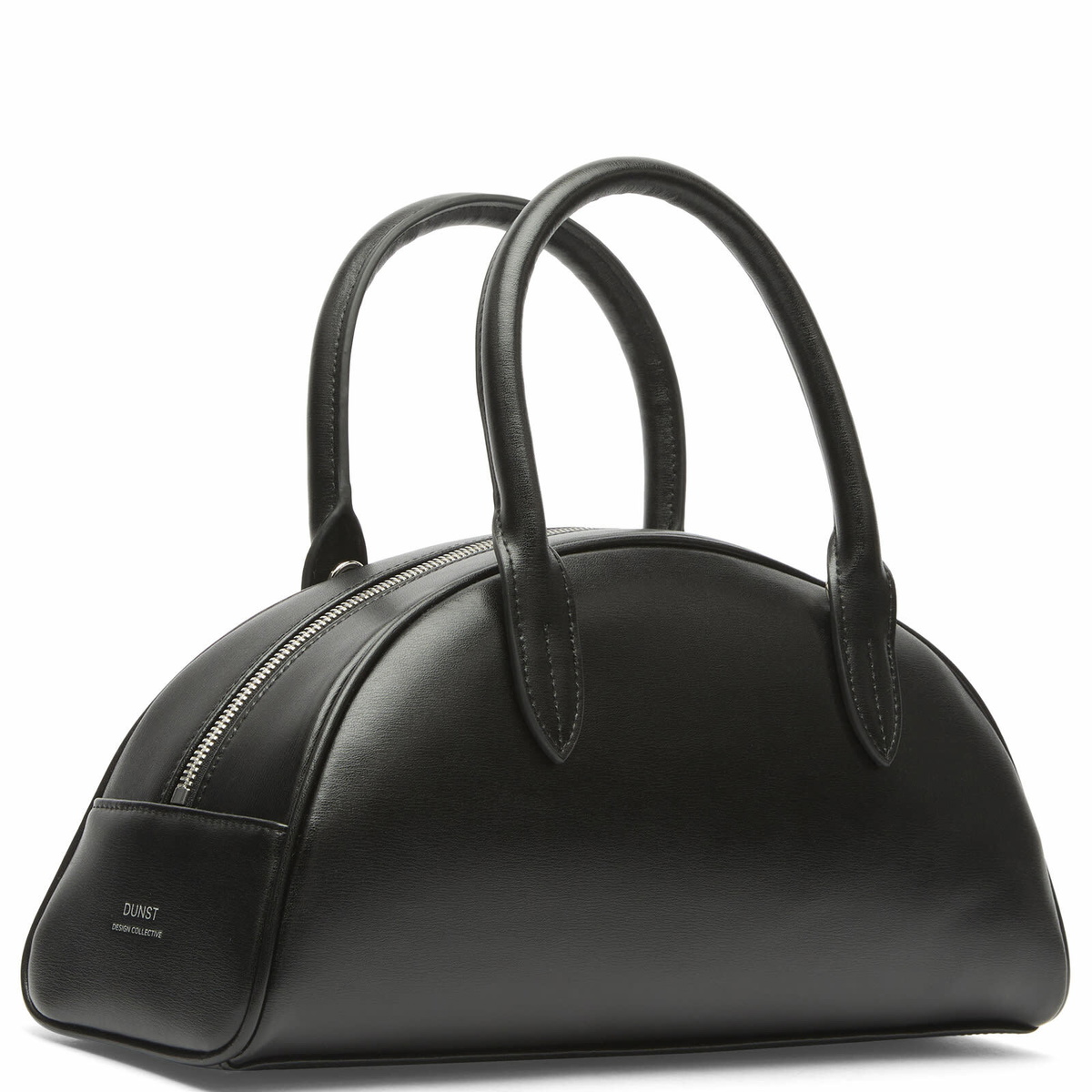 DUNST Women's Leather Bowling Bag in Black 