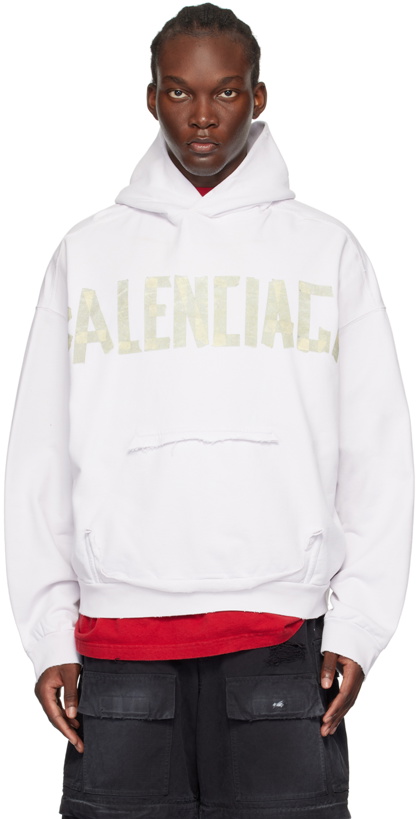 Photo: Balenciaga White Tape Type Hoodie