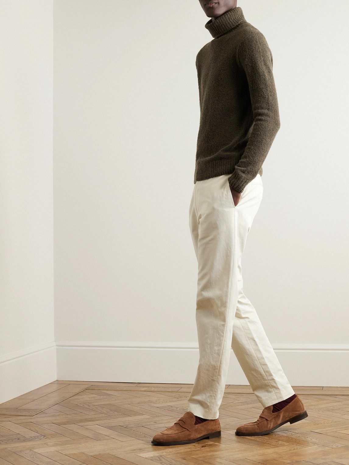 Canali - Wool-Blend Bouclé Rollneck Sweater - Brown