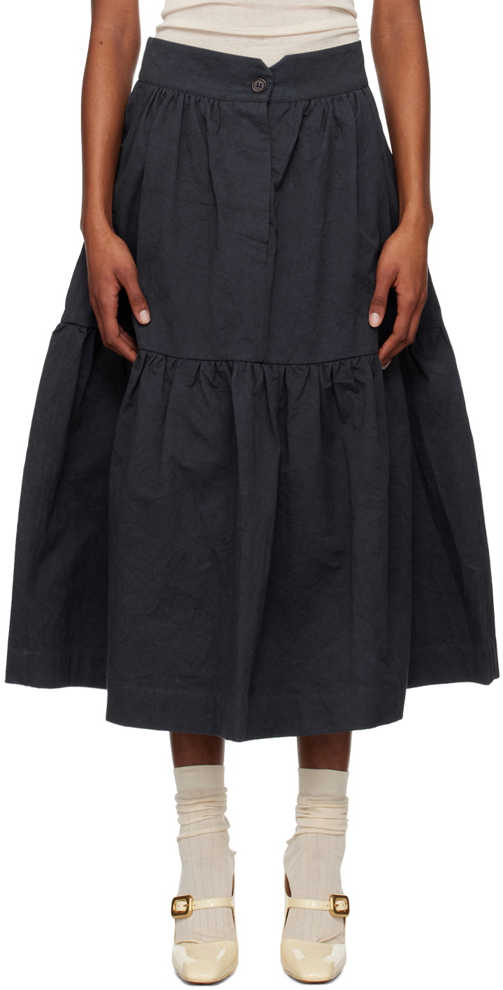 Cawley Navy Patience Midi Skirt