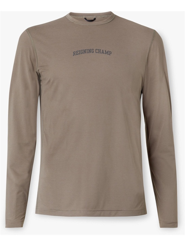 Photo: REIGNING CHAMP - Slim-Fit Logo-Print Deltapeak 90 Mesh T-Shirt - Brown