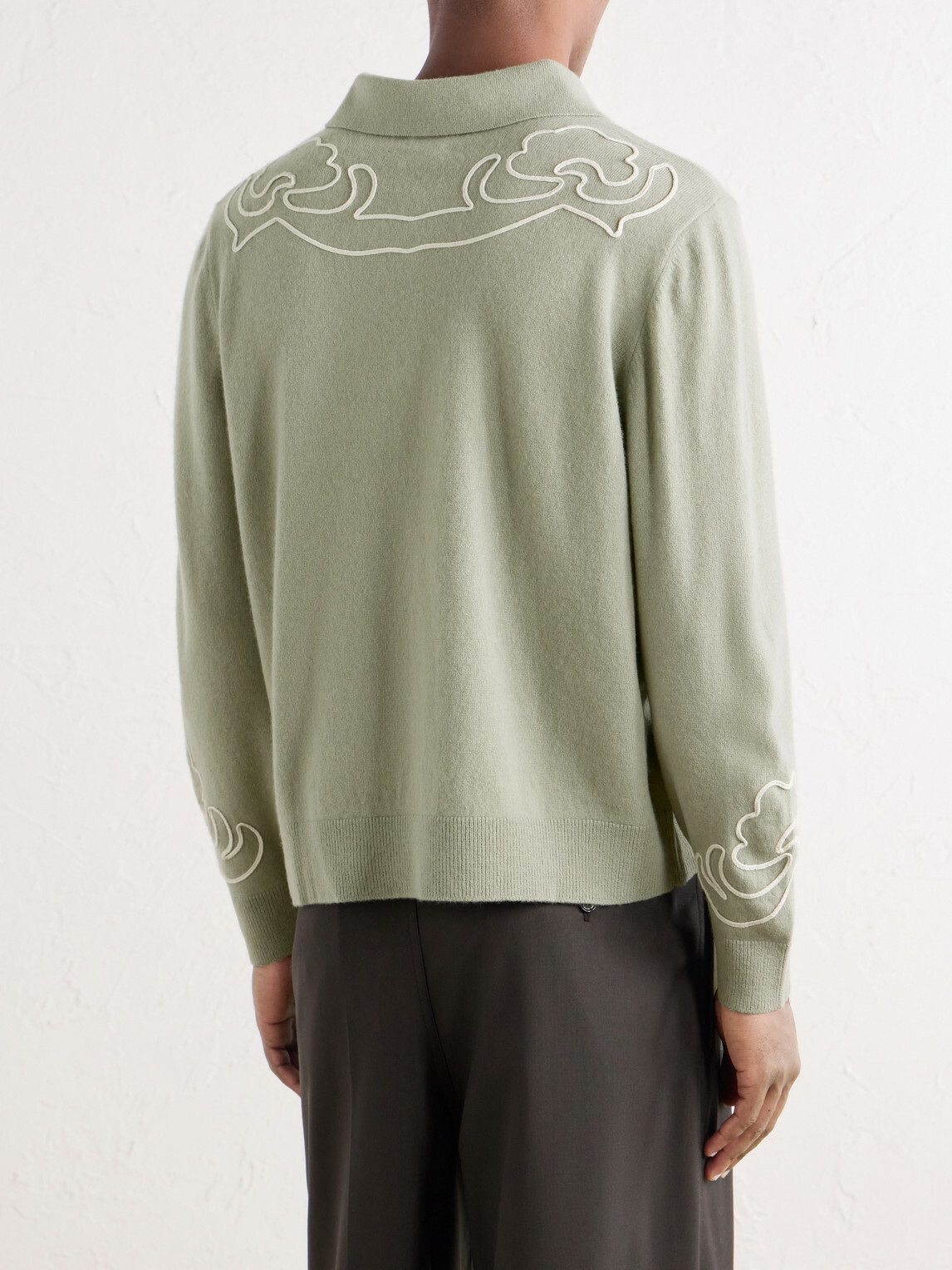 BODE - Blaze Embroidered Wool Polo Shirt - Green