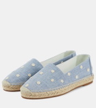 Manolo Blahnik Susille embroidered chambray espadrilles