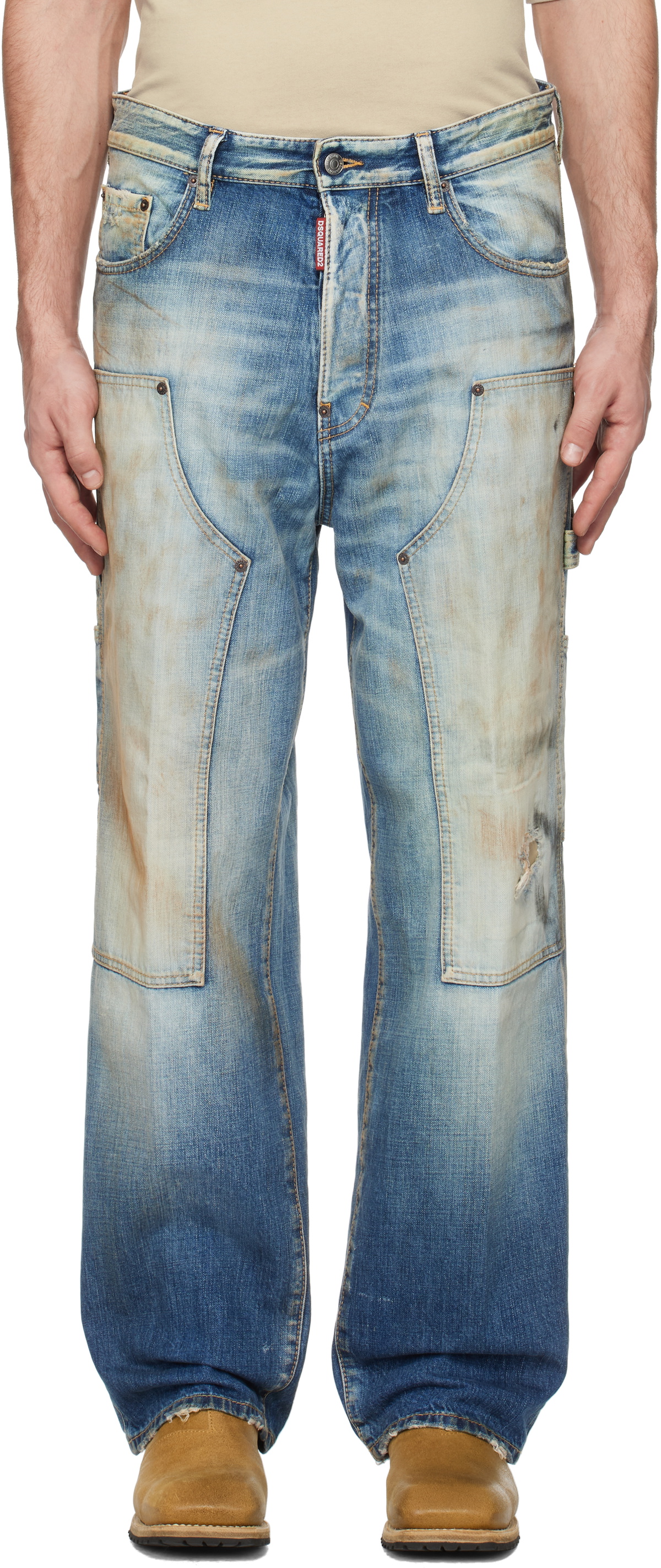 Dsquared2 Blue Medium Rusty Nail Wash Loose Carpenter Jeans Dsquared2