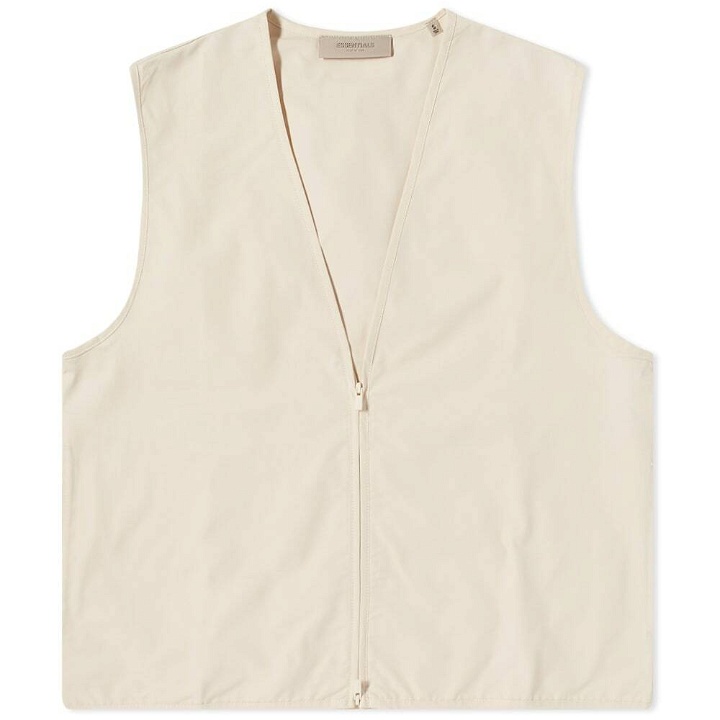 Photo: Fear of God ESSENTIALS Woven Twill Vest in Egg Shell