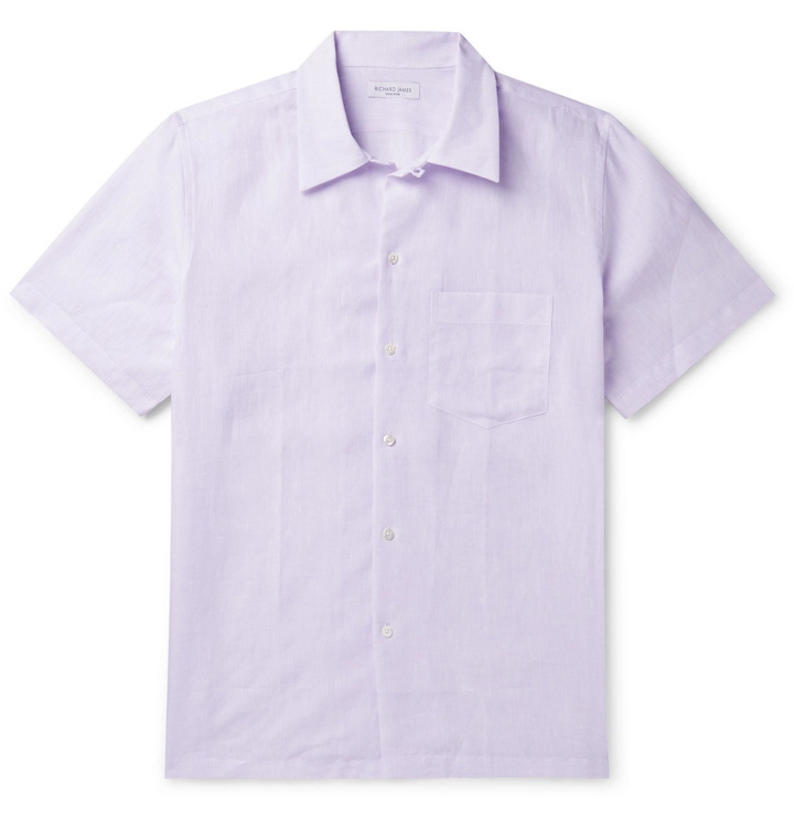 Photo: Richard James - Camp-Collar Linen Shirt - Purple