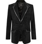 TOM FORD - Slim-Fit Leather-Trimmed Suede Blazer - Black