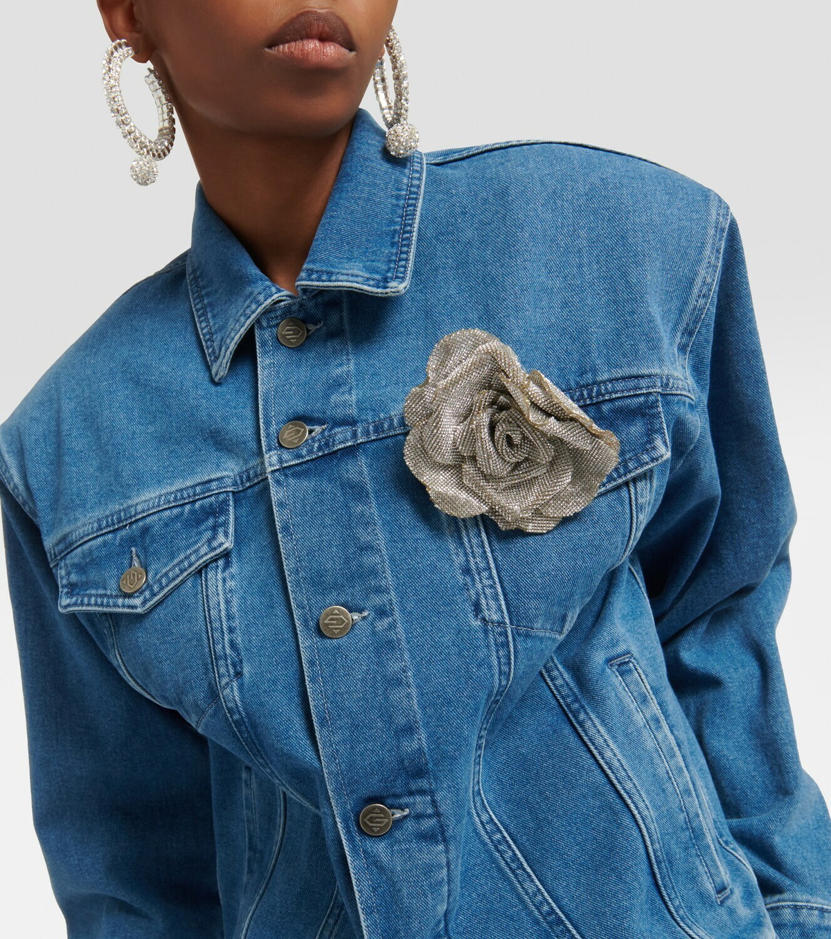 【Giuseppe Di Morabito】デニムジャケット Giuseppe di Morabito Floral-appliqué denim jacket Giuseppe