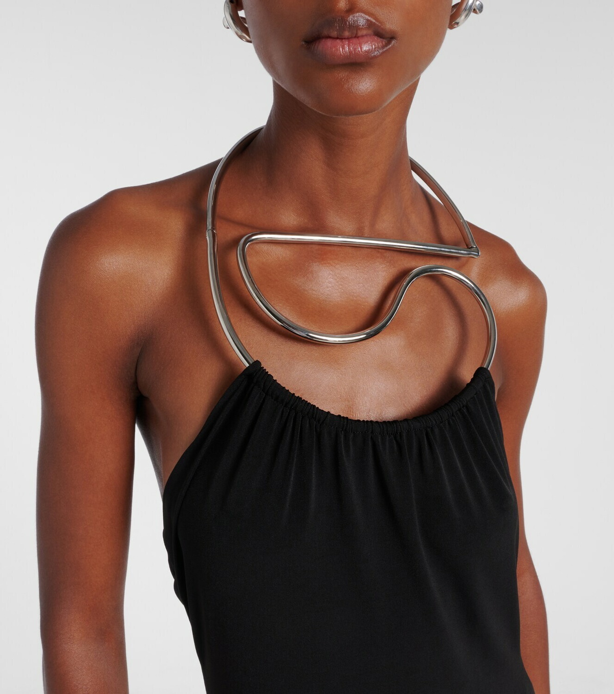 Coperni Logo Necklace embellished halterneck gown