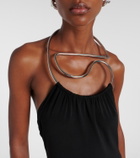 Coperni Logo Necklace embellished halterneck gown