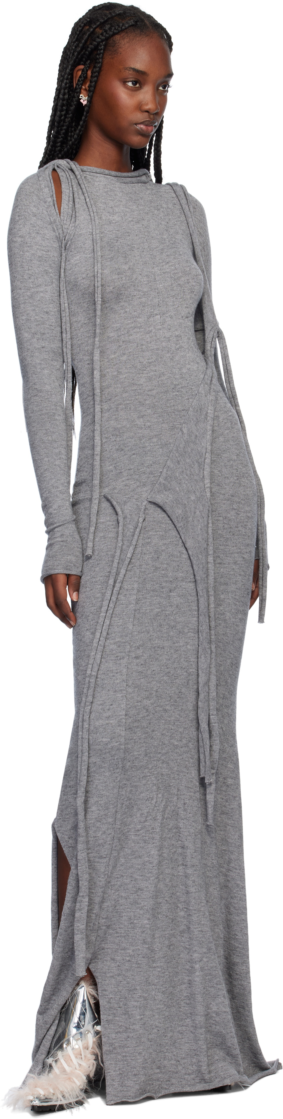 Ottolinger Gray Strap Maxi Knit Maxi Dress Ottolinger
