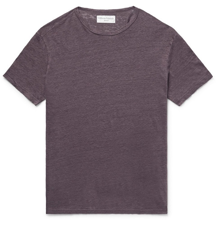 Photo: Officine Generale - Mélange Linen T-Shirt - Purple