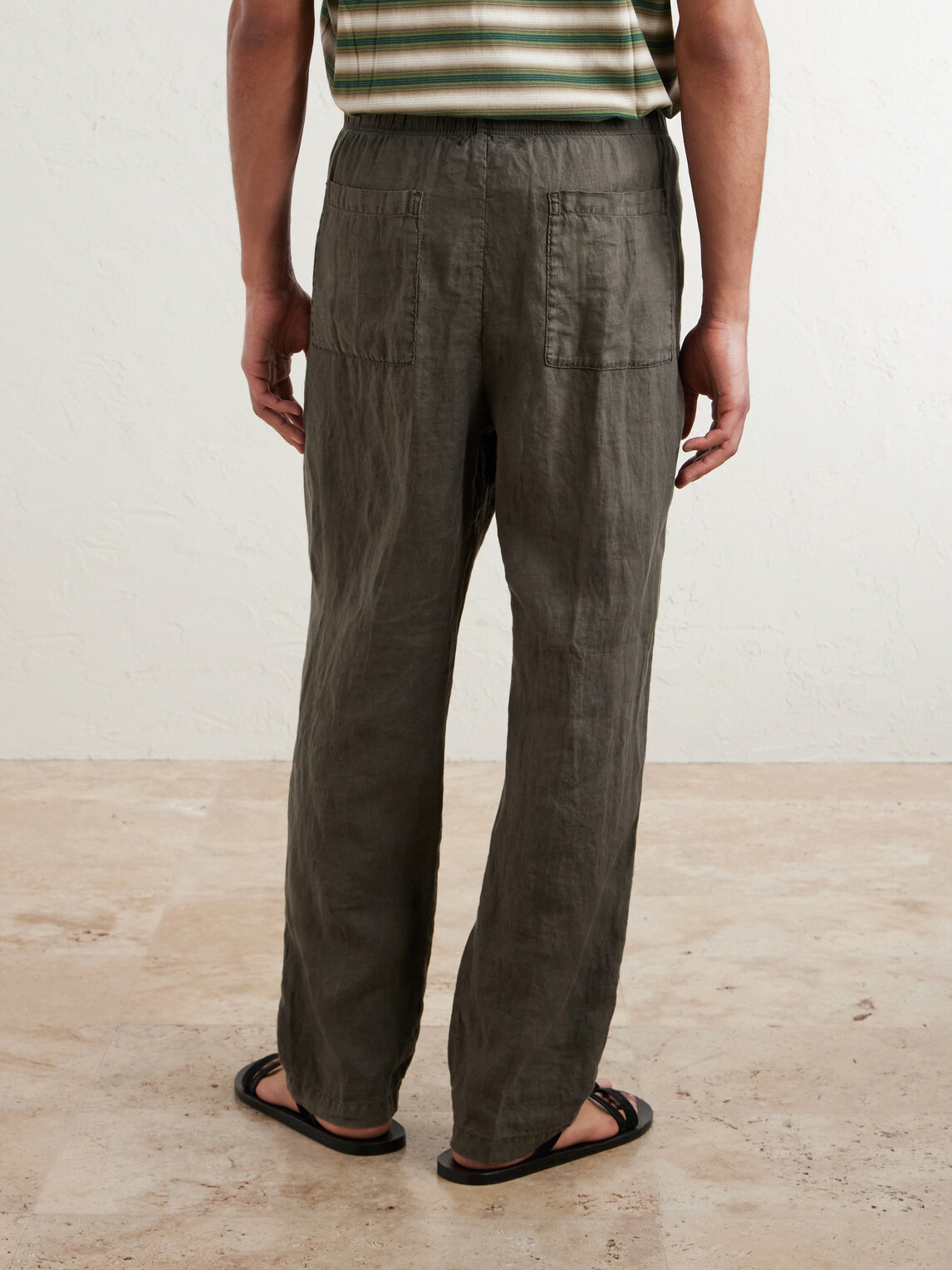 James Perse - Straight-Leg Garment-Dyed Linen Drawstring Trousers - Green